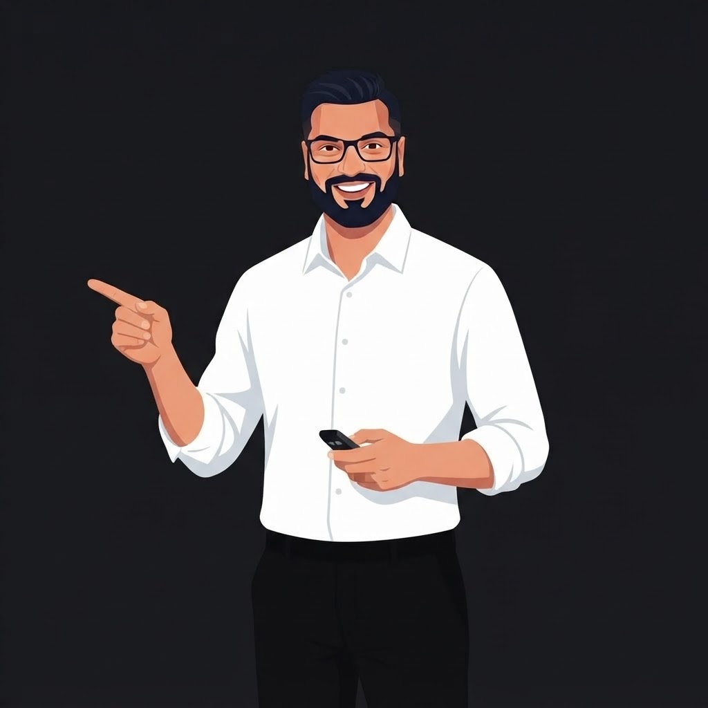 Vector-Casual-Friendly-Presentation-BlackBg-WhiteShirt Sufi Khan Sulaiman