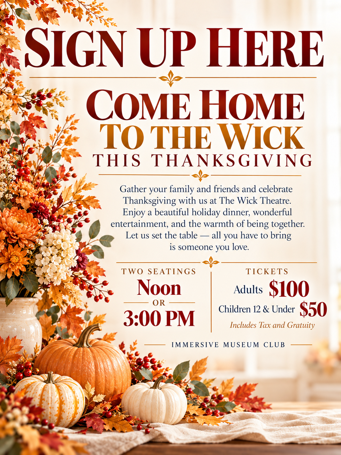 Thanksgiving Dinner at The Wick