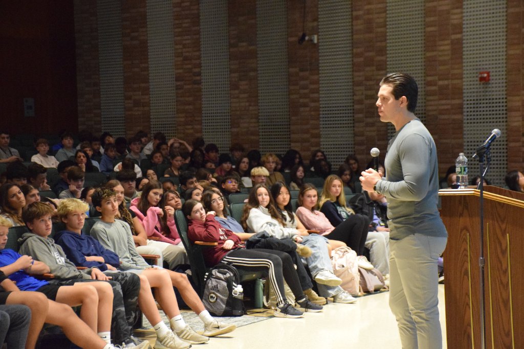 Stephen Hill speaking to students
