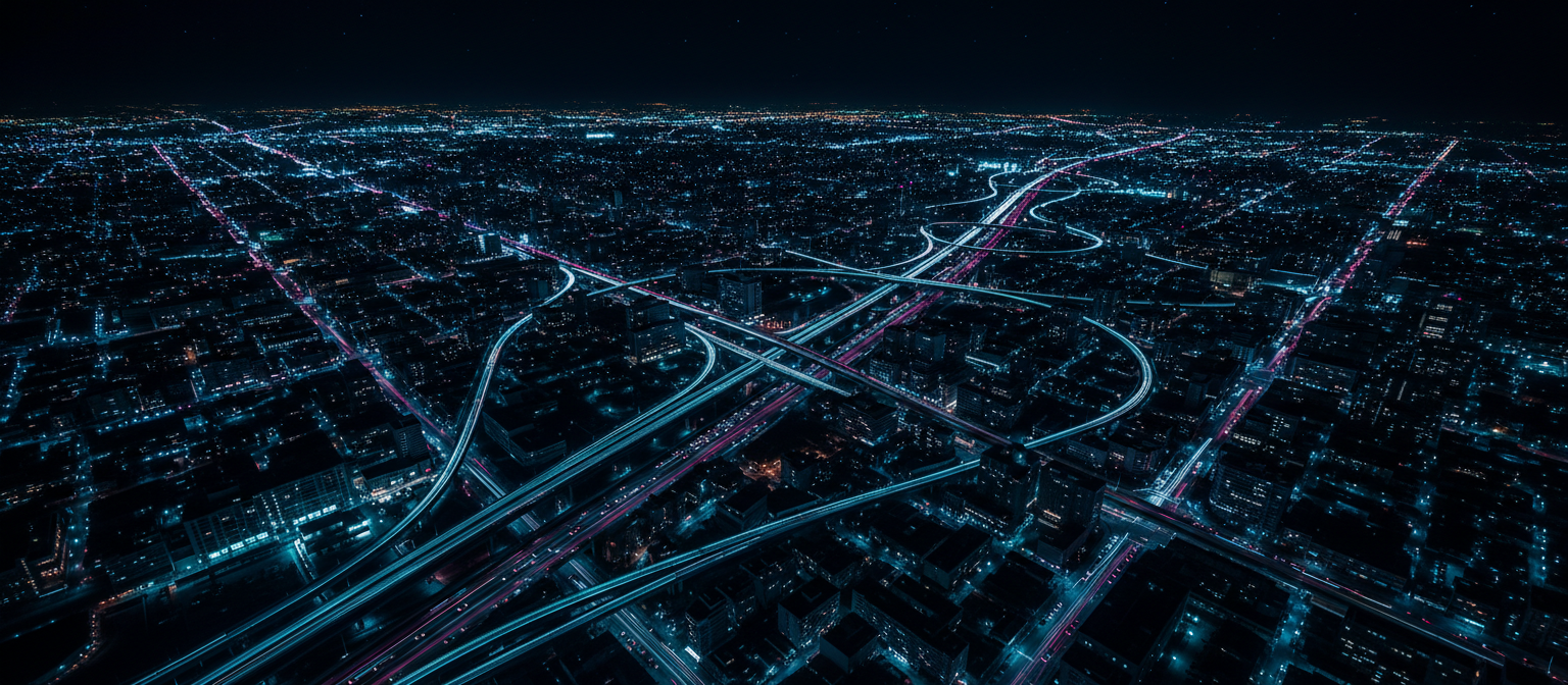 Abstract cityscape light trails