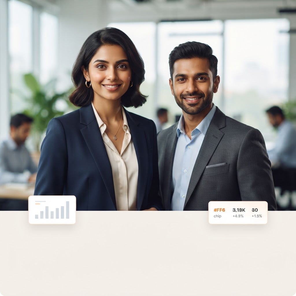 Young Indian business leaders using ServiceBandhu BPM, a modern business intelligence platform