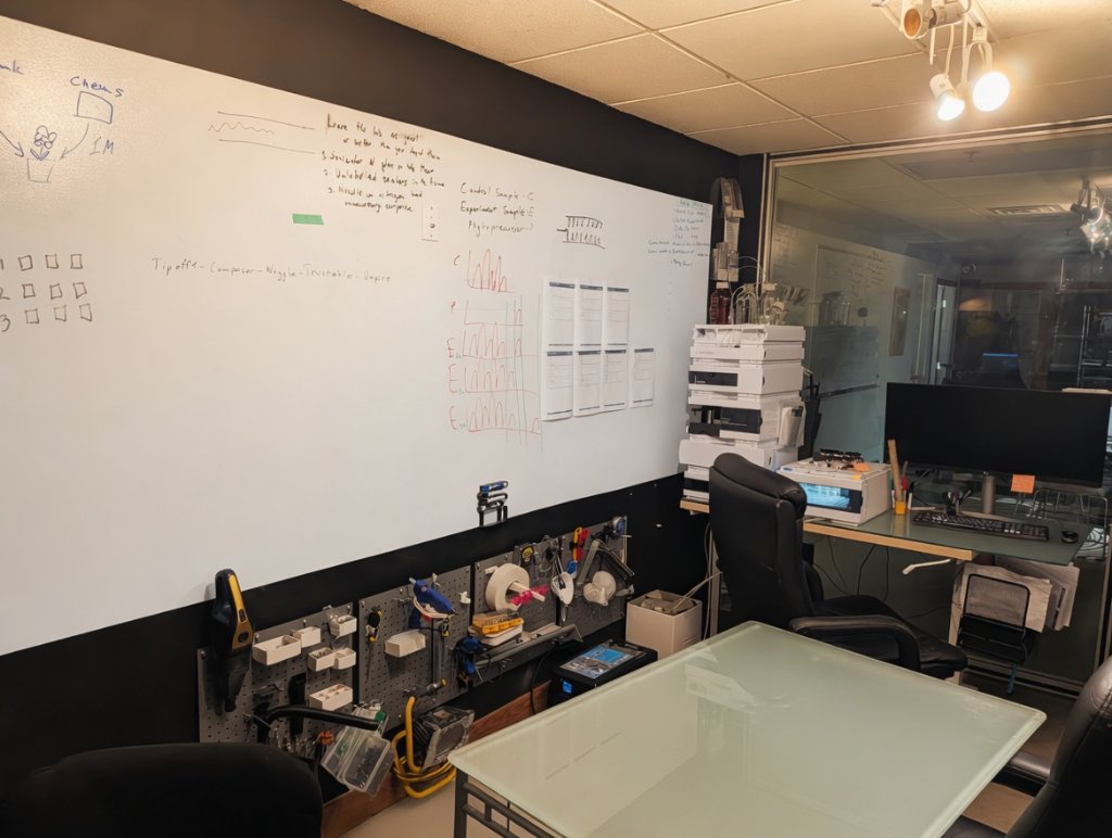 ANALYTICAL STATION, FRACTION COLLECTOR AND WHITEBOARD
