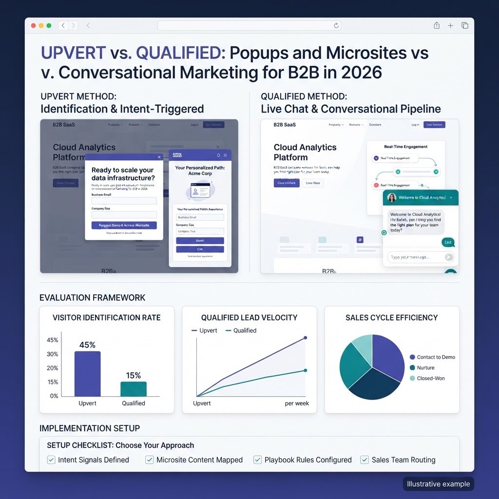 Upvert vs. Qualified: Popups and Microsites vs. Conversational Marketing for B2B in 2026