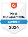 Upvert awarded G2 Most Implementable badge - Summer 2024 B2B software recognition