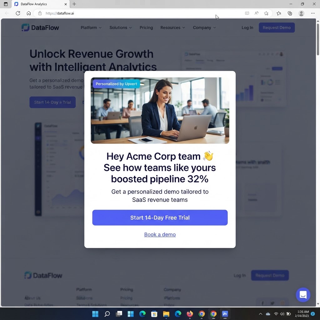 Upvert AI Smart Pop Ups - Popup Conversion improvement for B2B revenue teams