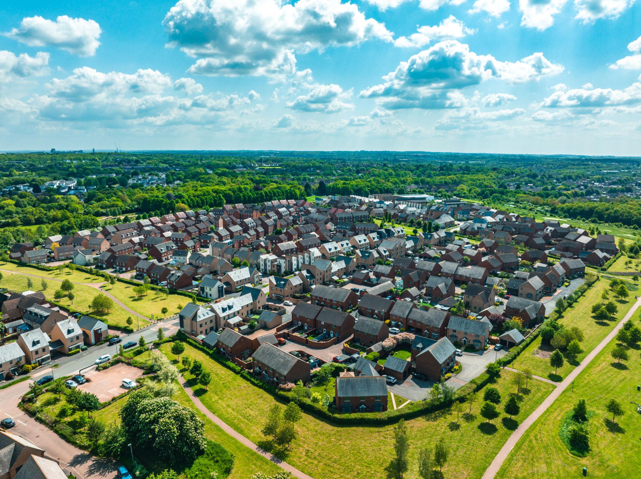 Modern residential street in Oakgrove Milton Keynes