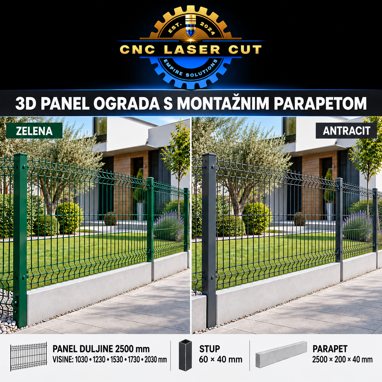 3D panel ograda sa parapetom