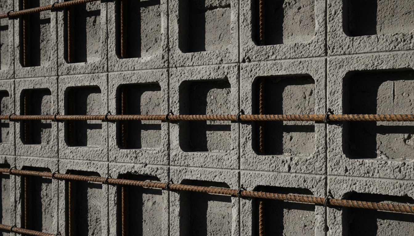 Textura de concreto aparente com vigas de aço