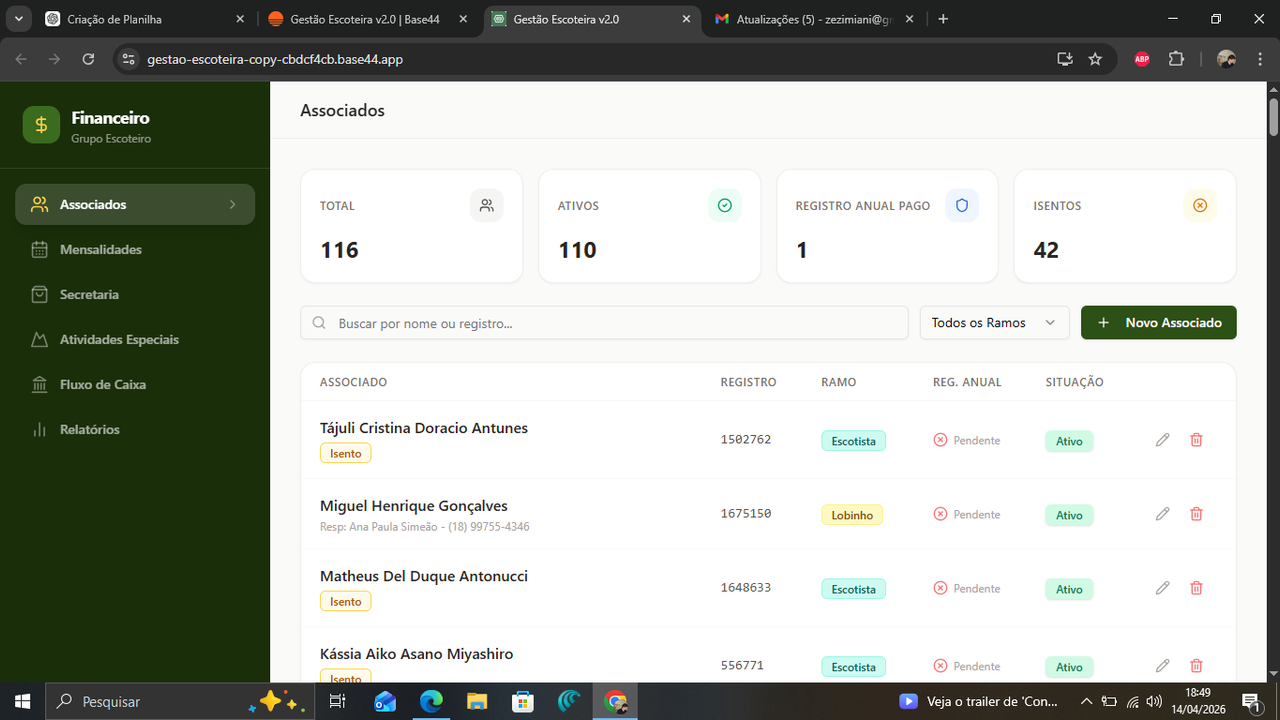Gestão Financeira para Unidades Escoteiras template preview