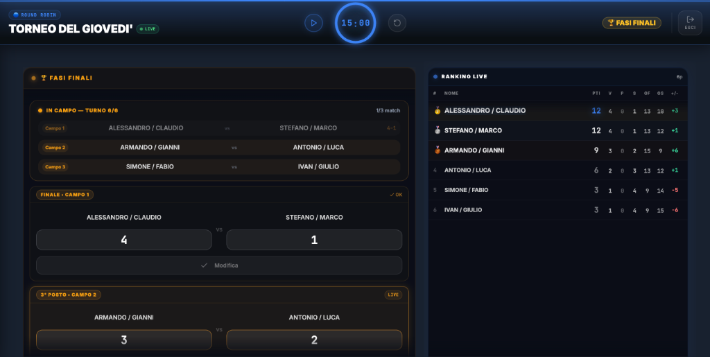 Gestisci i punteggi e segui la classifica live