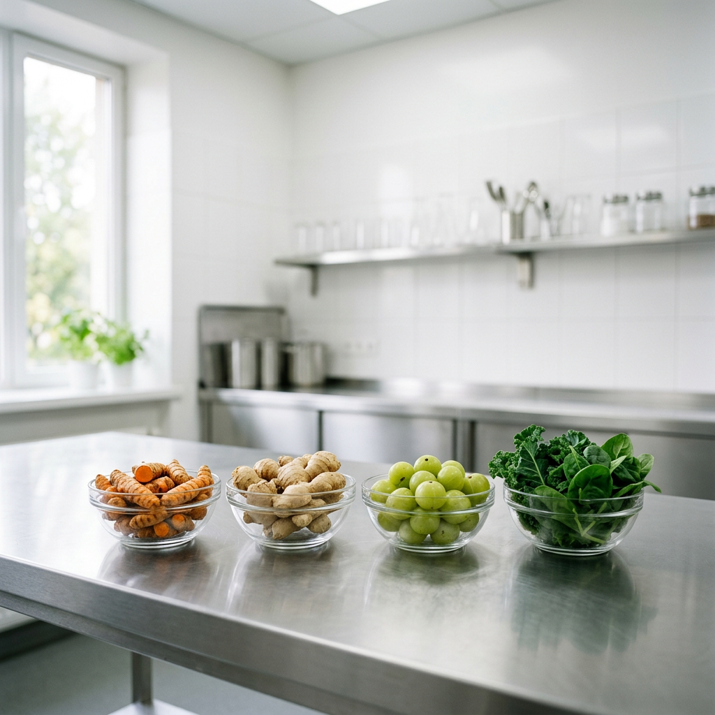 Clean lab-style preparation environment — S O L wellness shots
