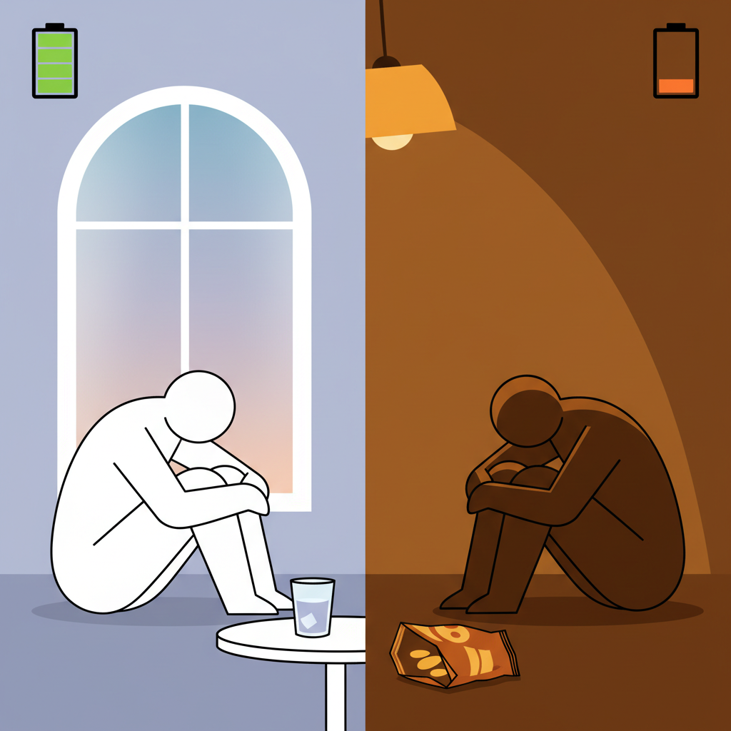 Evening — steady vs drained
