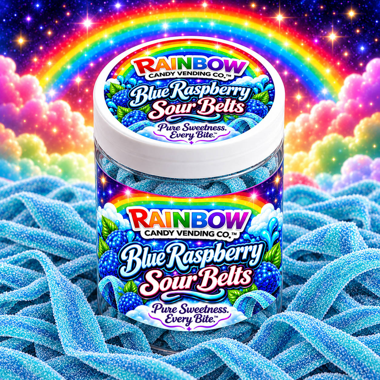 Blue Raspberry Sour Belts 6oz Candy Cup