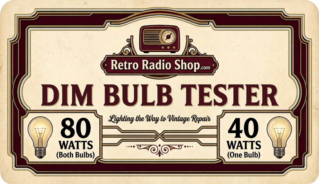 Retro Radio Shop Dim Bulb Tester label