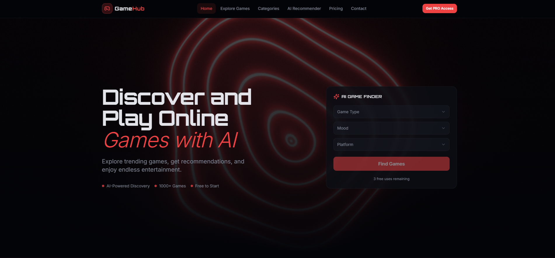 GameHub AI — Online Game Discovery Platform template preview