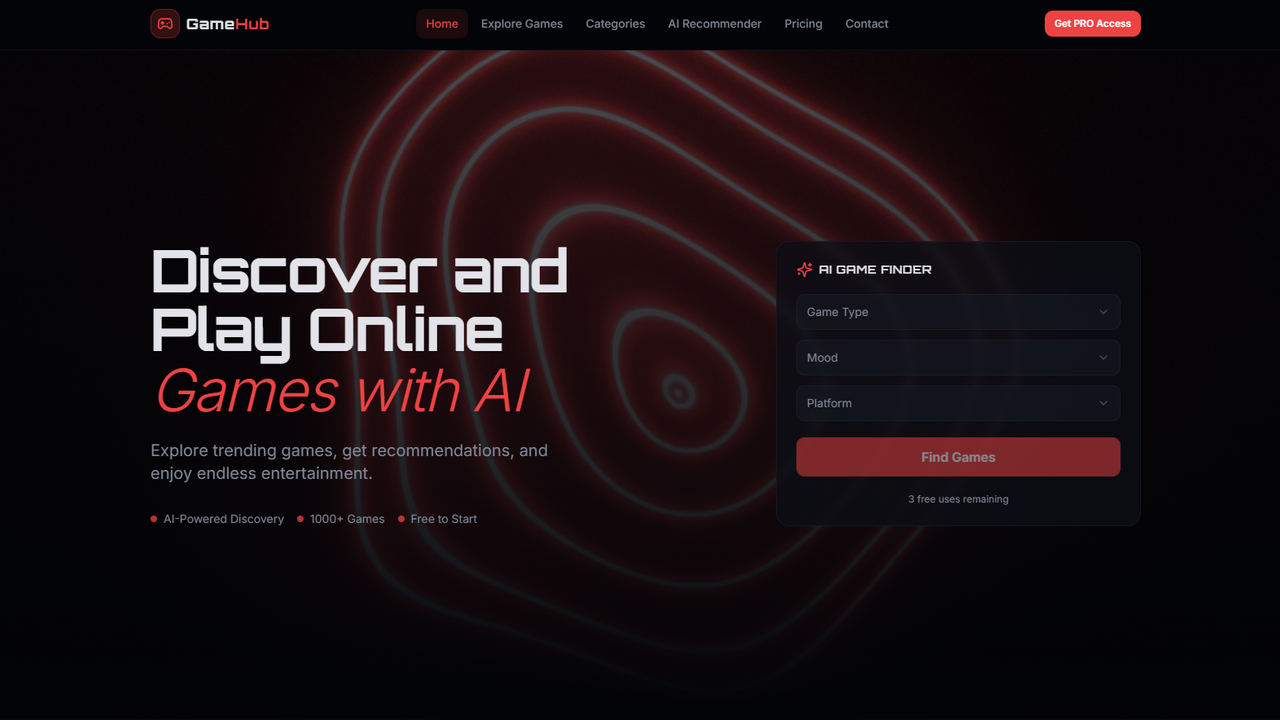 GameHub AI — Online Game Discovery Platform template preview