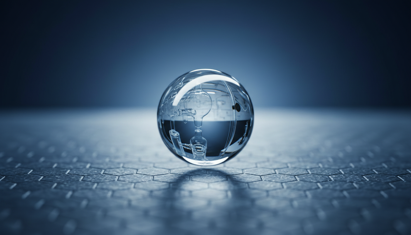 Macro water droplet in pristine laboratory environment