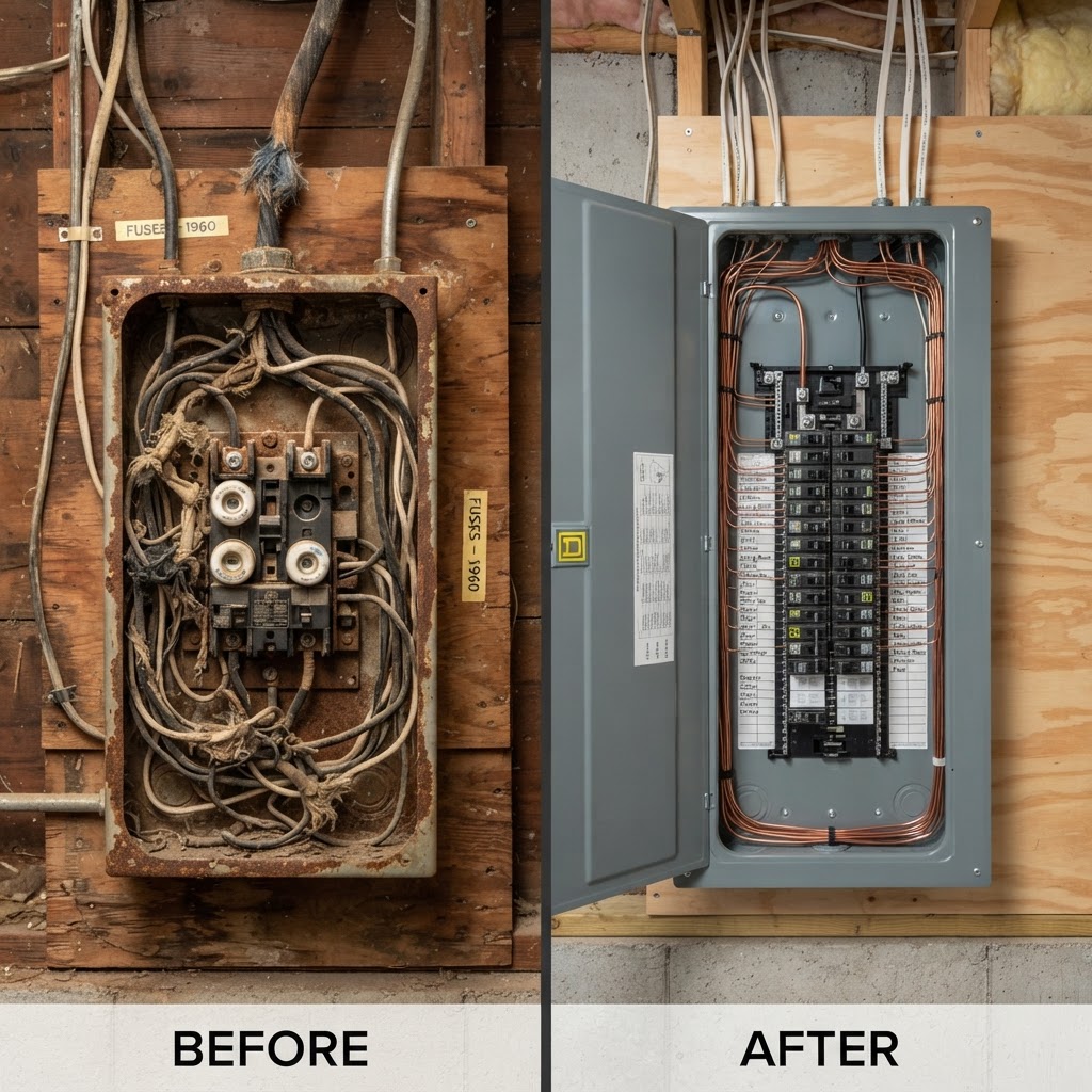 Case Study: Full Rewire of a 1960s Winston-Salem Home - Dausman Electric electrical service guide