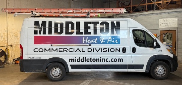 Middleton Heat and Air commercial van at Capitol Glass