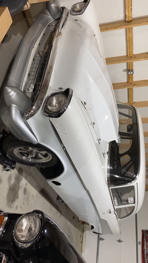 White 1957 Chevrolet Bel Air race car at Capitol Glass