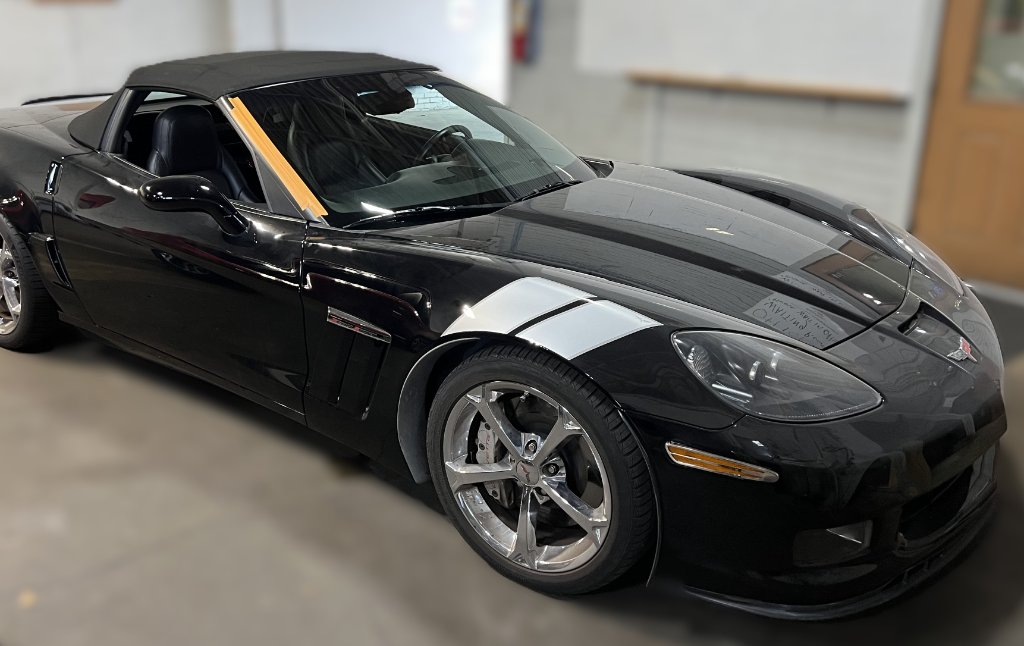 Black Chevrolet Corvette Grand Sport at Capitol Glass shop