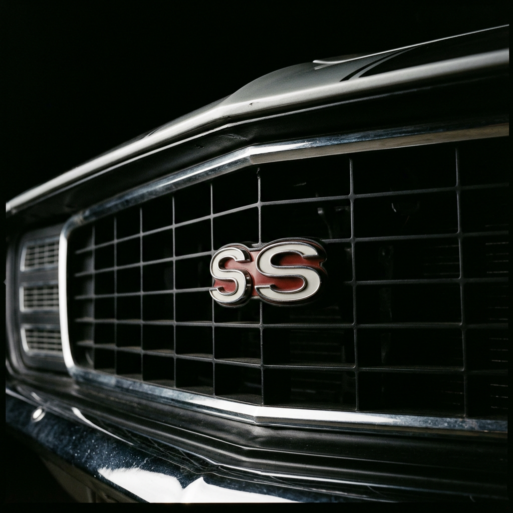 1969 Camaro SS grille and badge close-up detail