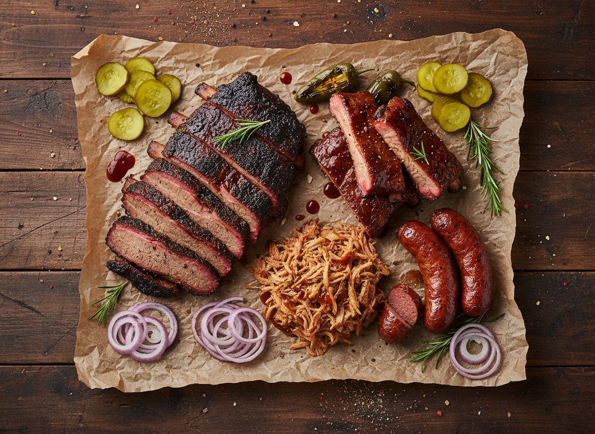 BBQ meat platter spread