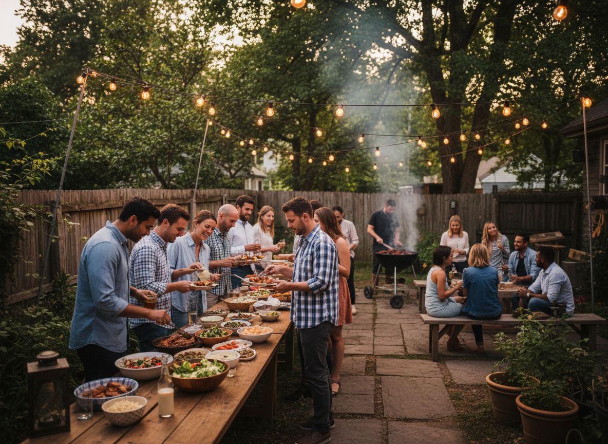 Outdoor BBQ party gathering