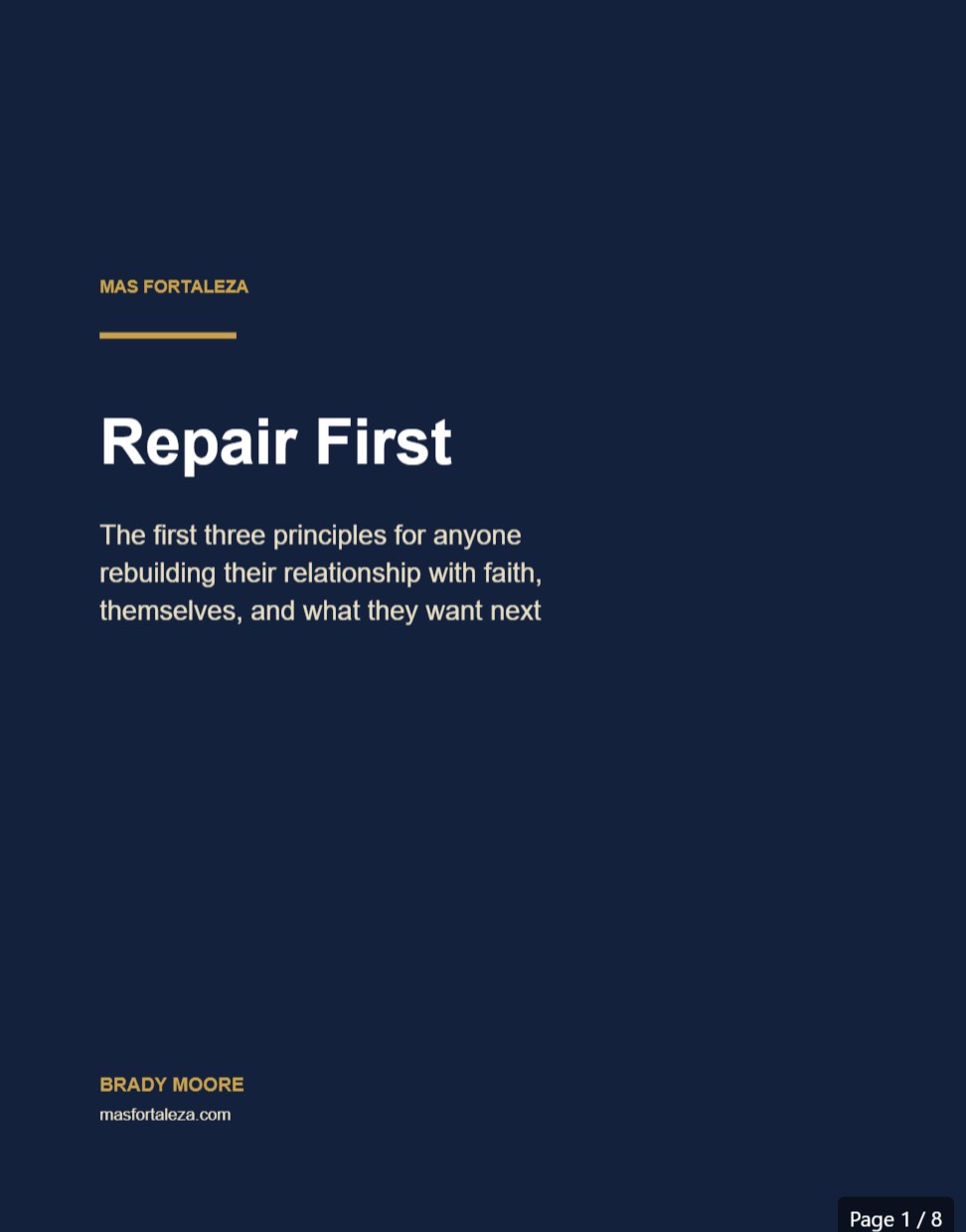 Repair First eBook cover by Brady Moore