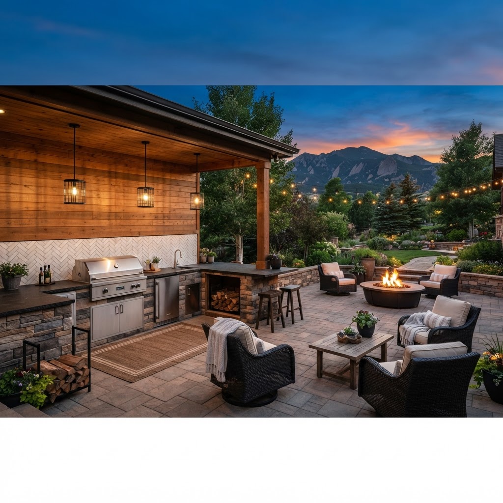 High-end outdoor kitchen and patio