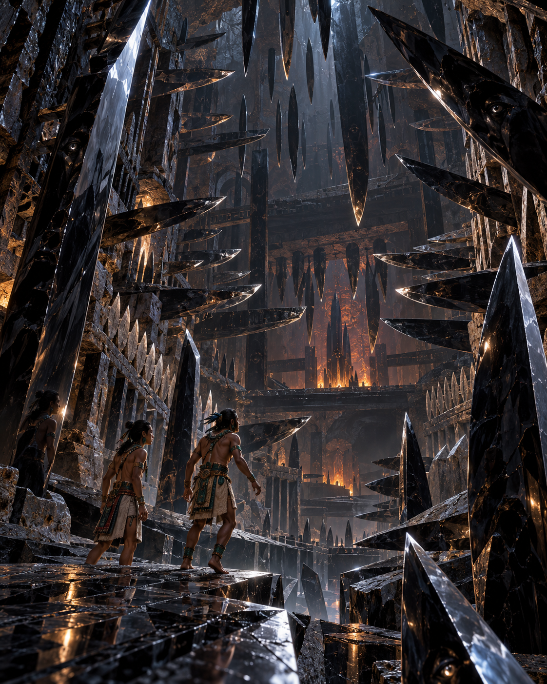 Entering Chaim Ja — blades surround Junajpu and Xbalamke