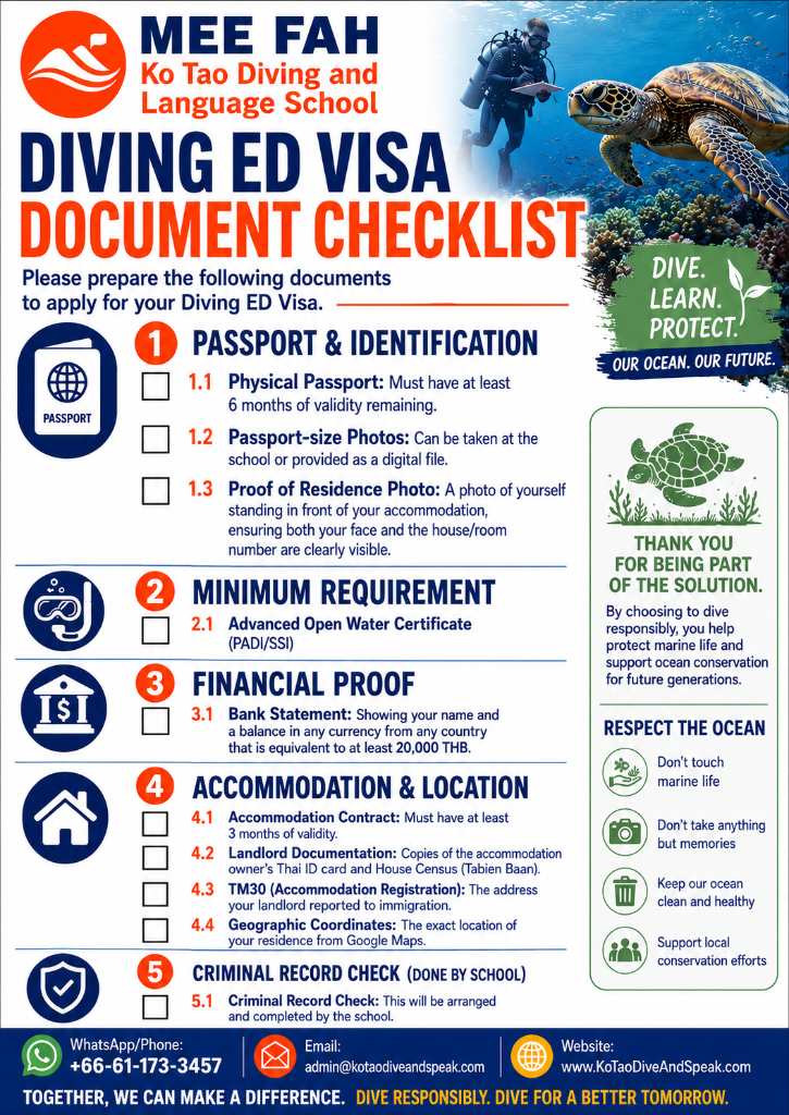 Diving ED VISA Document Checklist