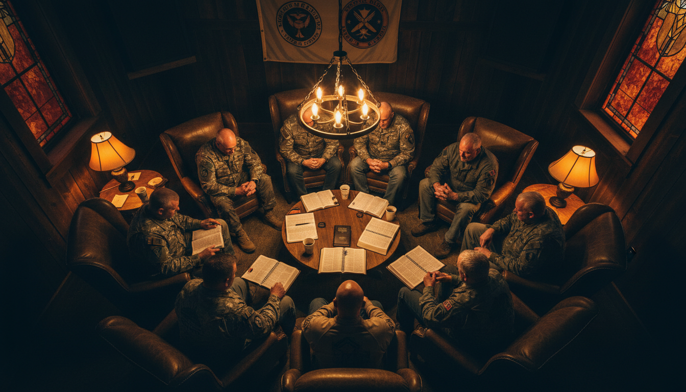 Small group of men in discipleship setting