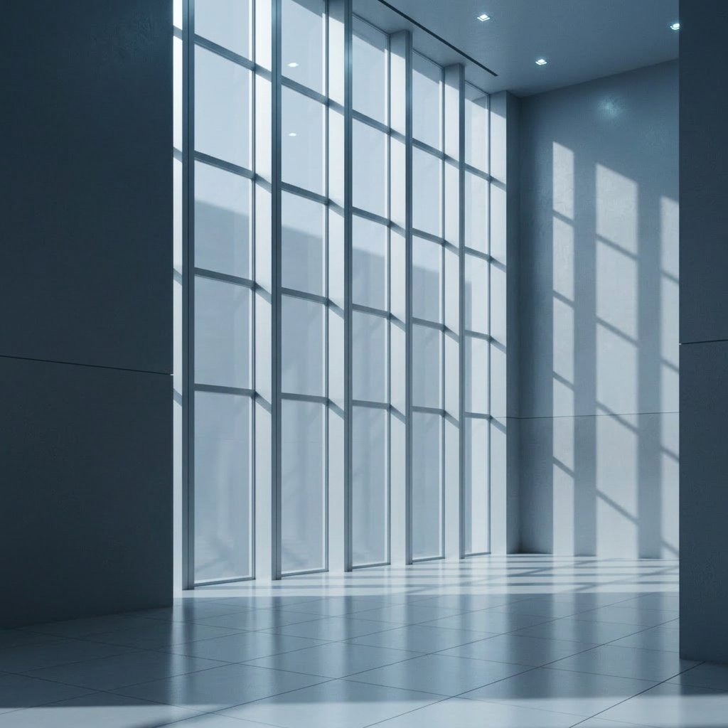 Modern office with glass partitions and natural light