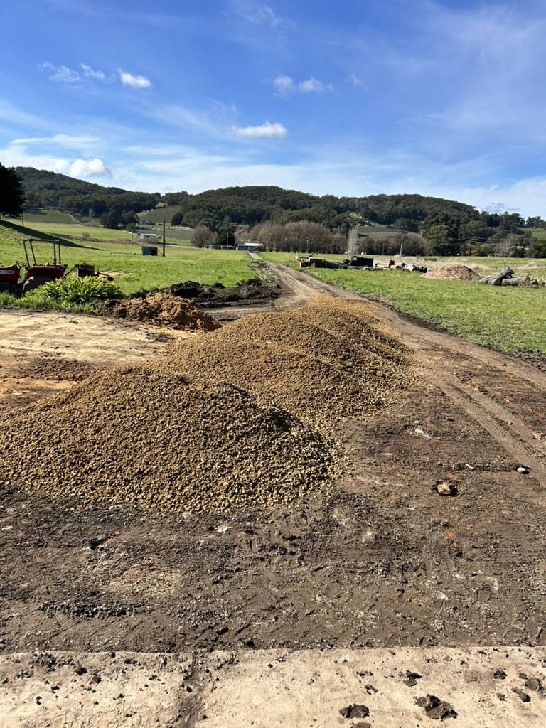 Fresh gravel delivered for the new track.
