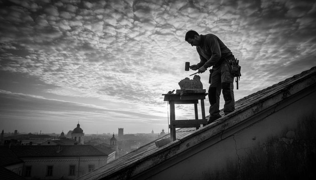 Artisan professionnel au travail sur un chantier