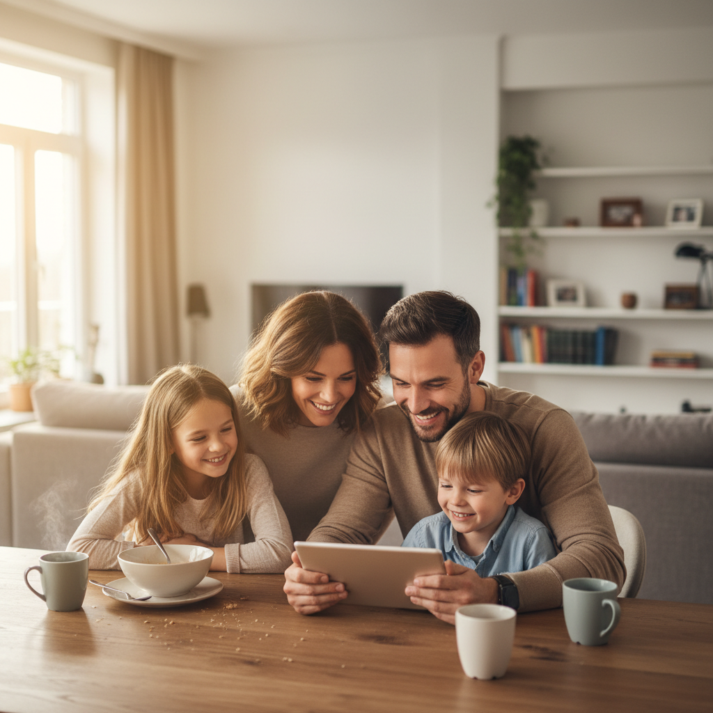 Familie organisiert zusammen