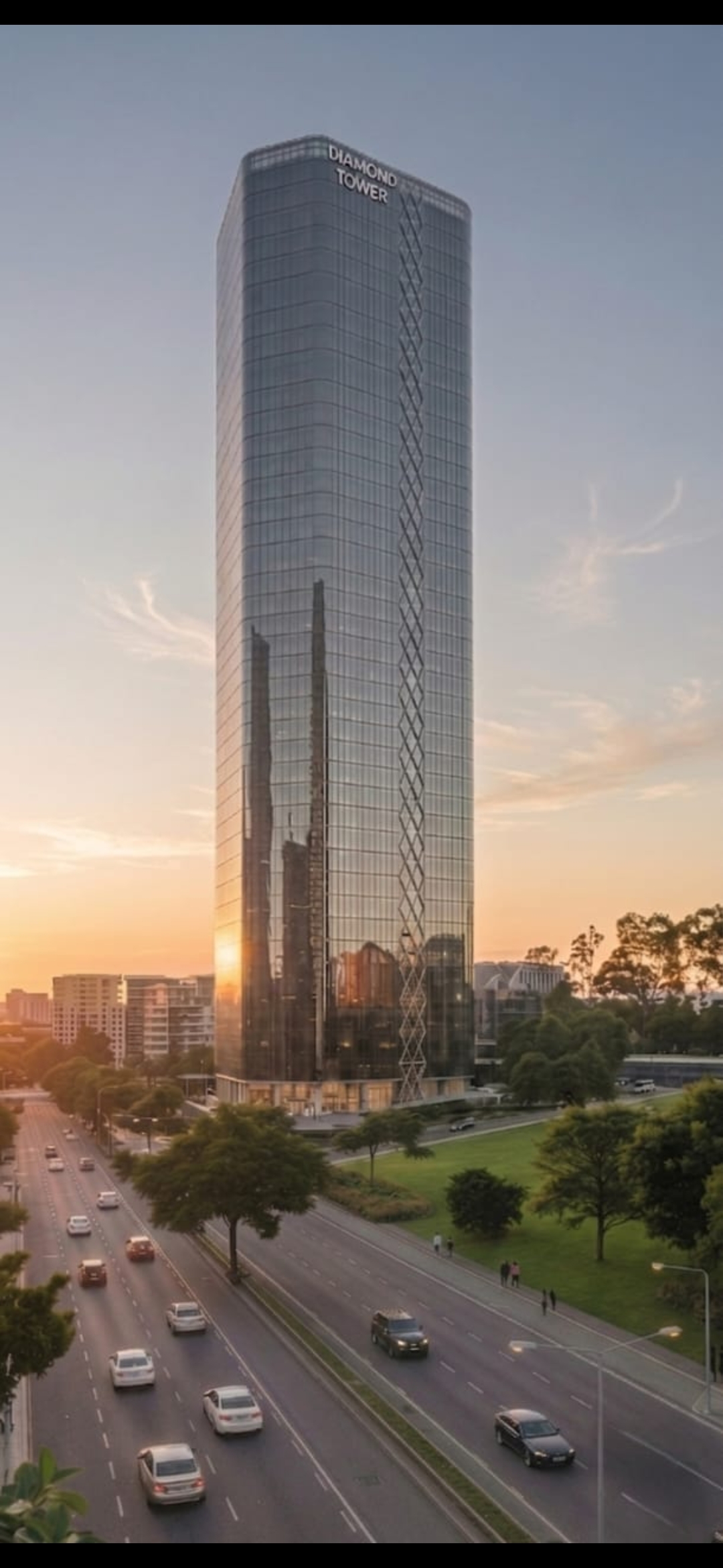 Diamond Tower at golden hour