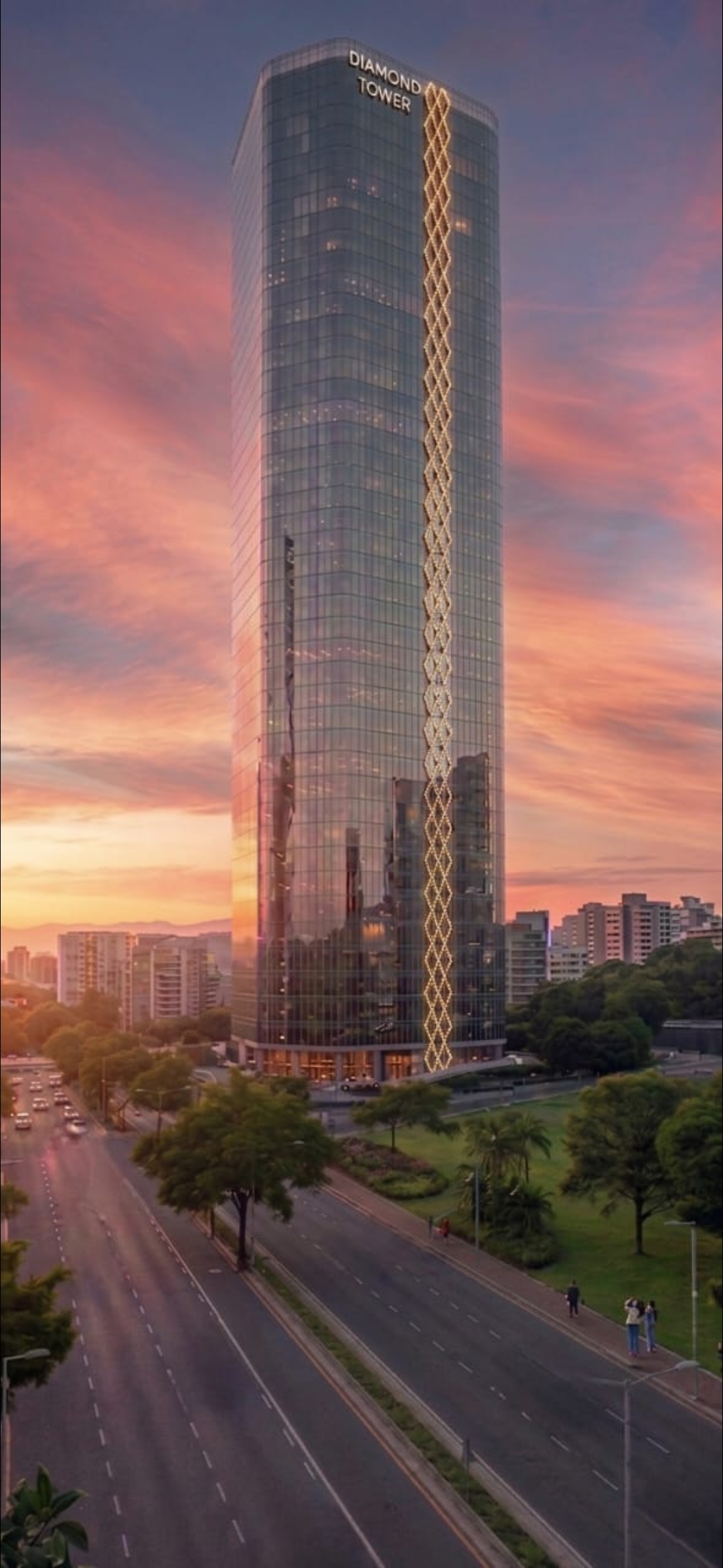 Diamond Tower at sunset