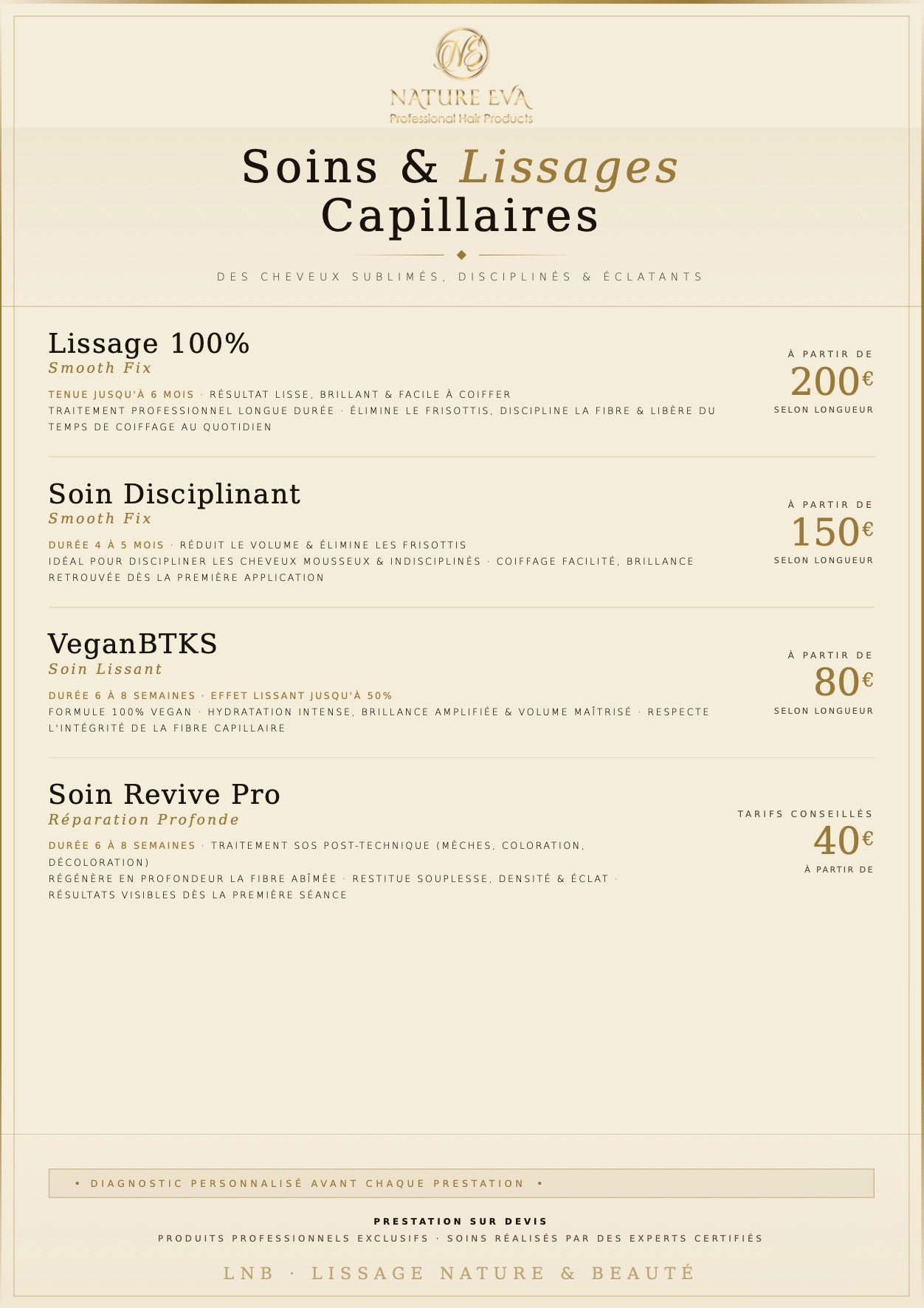 Conseil d'affichage — soins & lissage capillaires