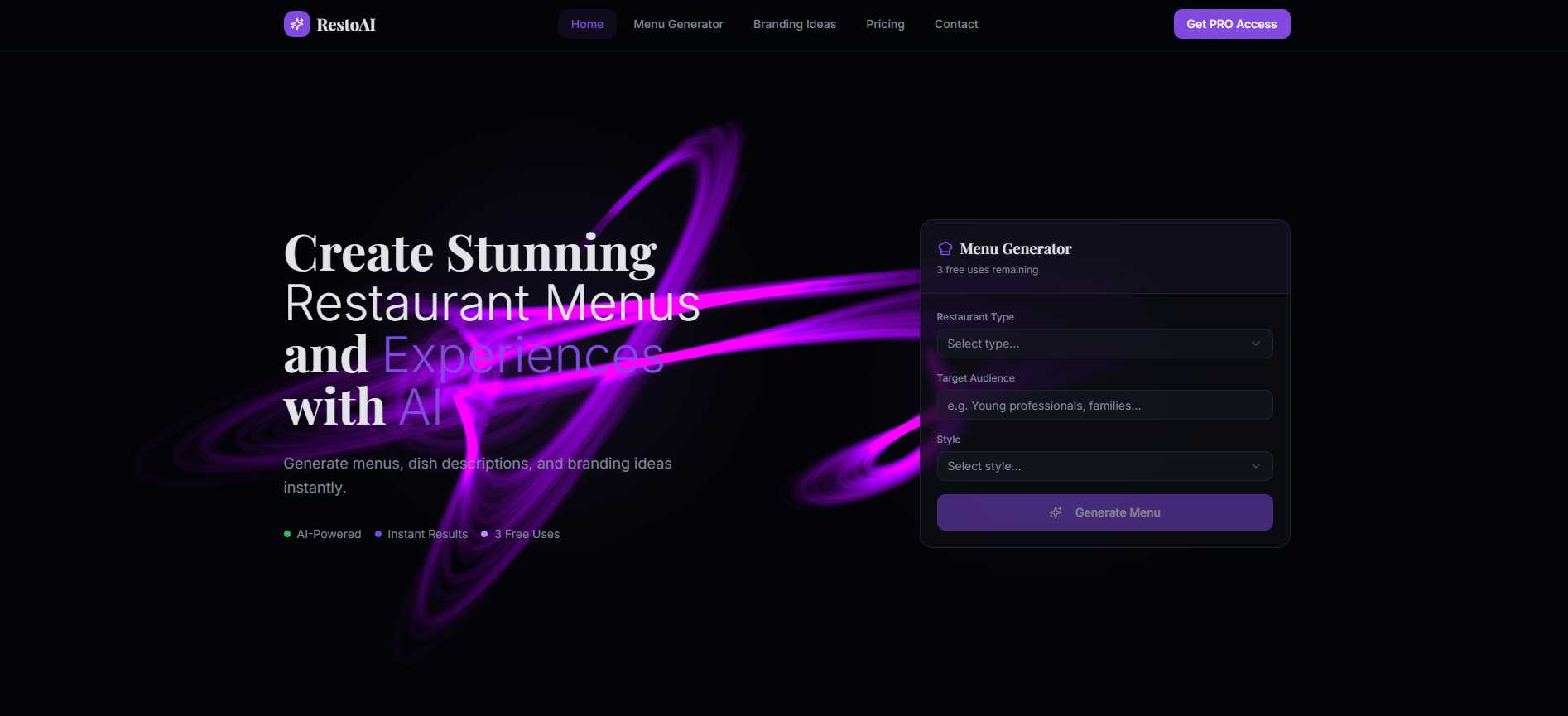 RestoAI — AI Menu Generator for Restaurants template preview