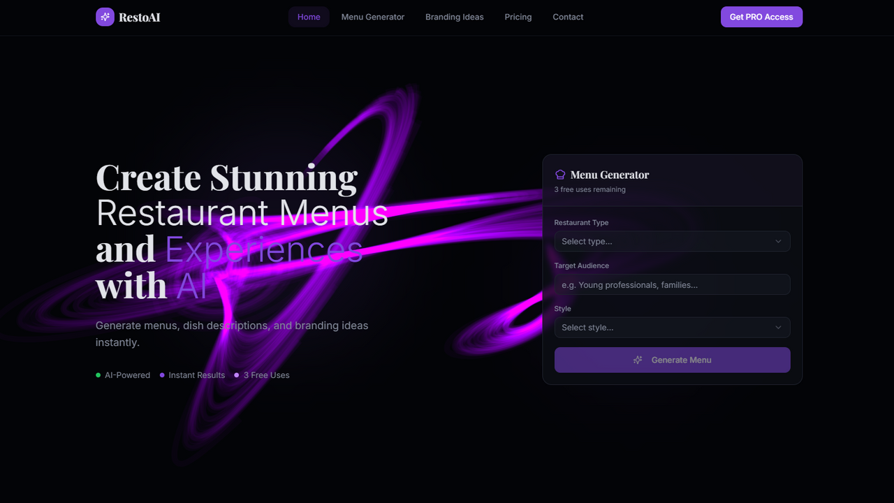 RestoAI — AI Menu Generator for Restaurants template preview