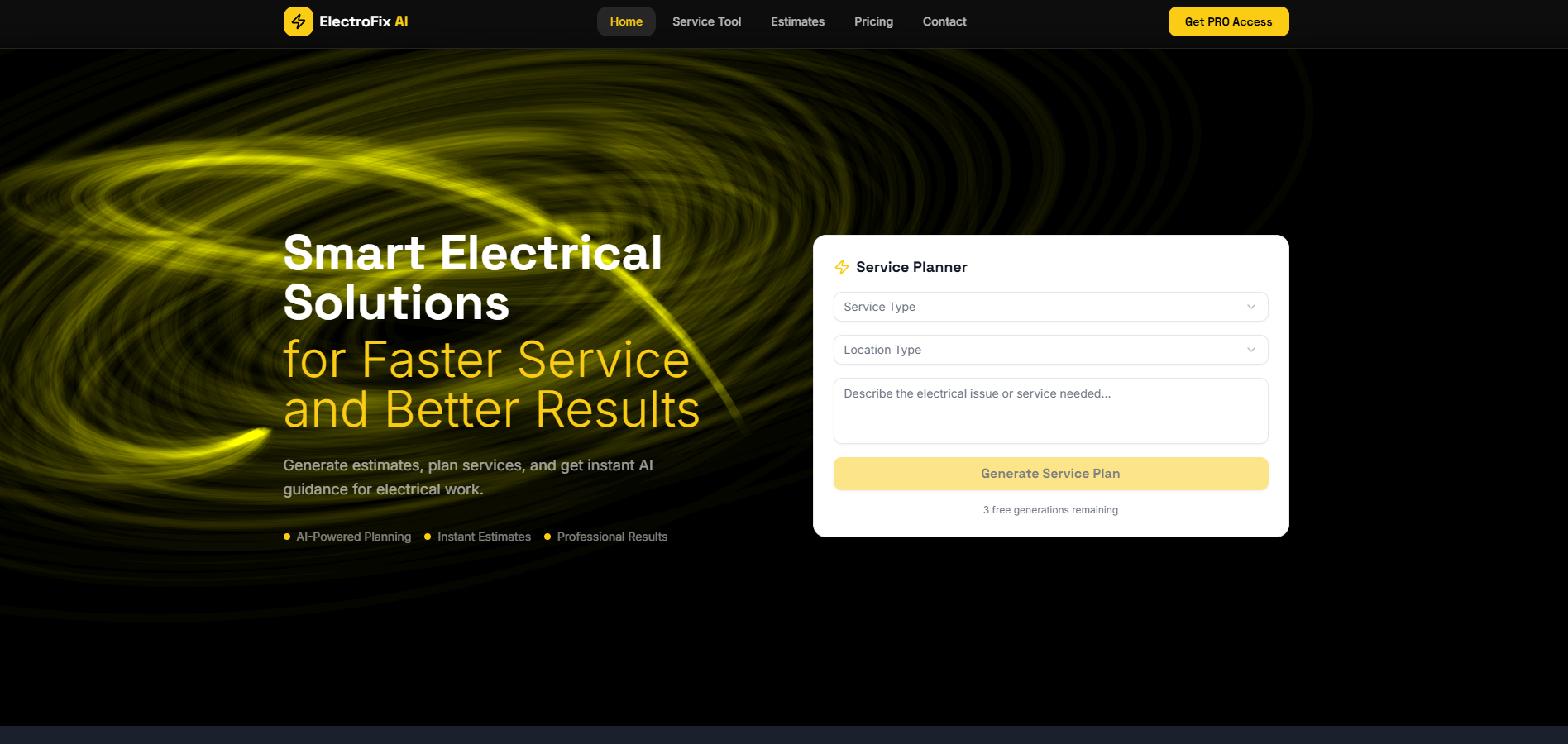 ElectroFix AI — Electrical Service Assistant template preview