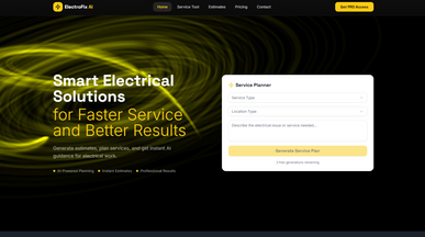 ElectroFix AI — Electrical Service Assistant template preview