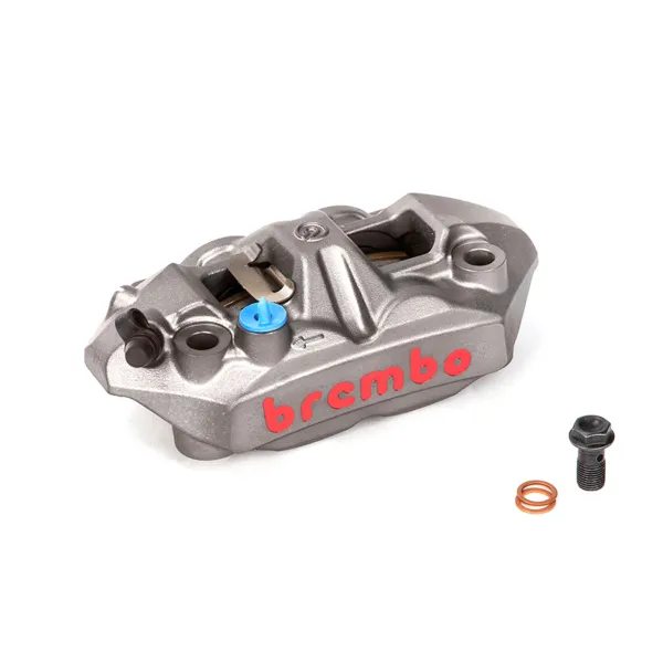 Caliper, Left, P4 34mm, M4, Cast Monobloc, 108mm Radial, Front, Titanium Gray w/ Red Lettering