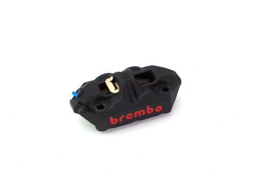 Caliper, Left, P4 34mm, M4, Cast Monobloc, 108mm Radial Mount, Front, Black w/ Red Lettering