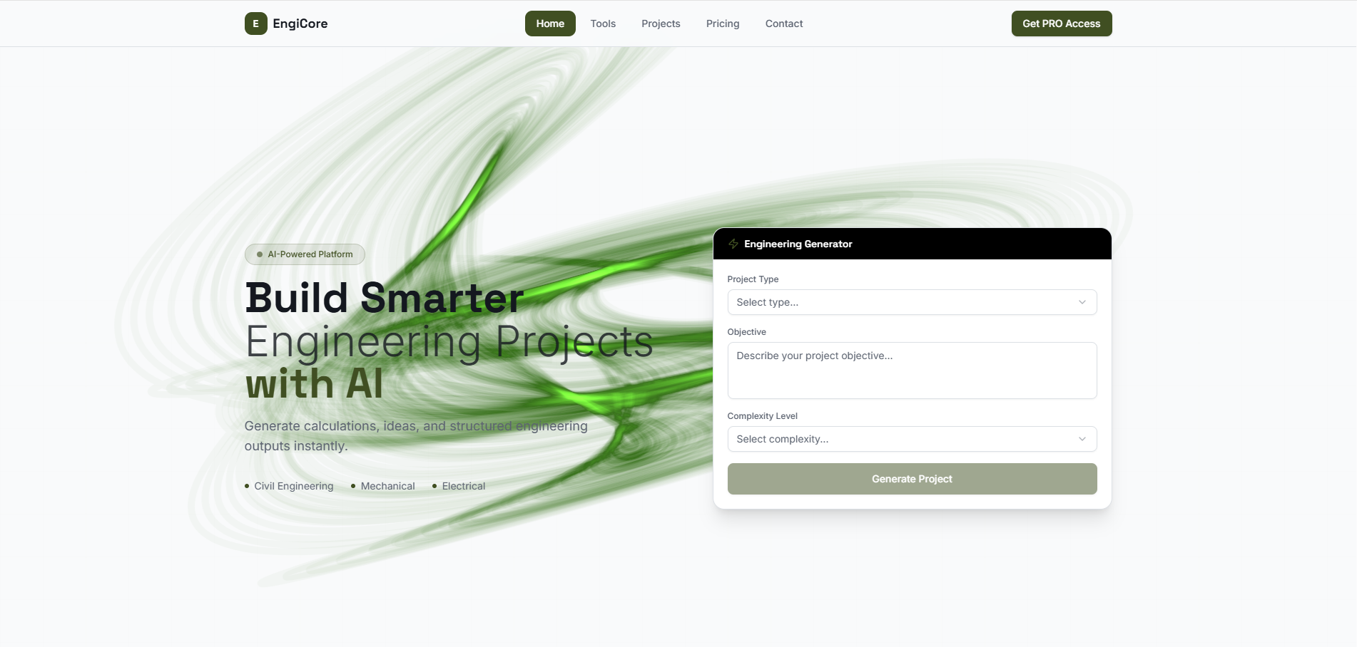 EngiCore — AI Tool for Engineering Projects template preview