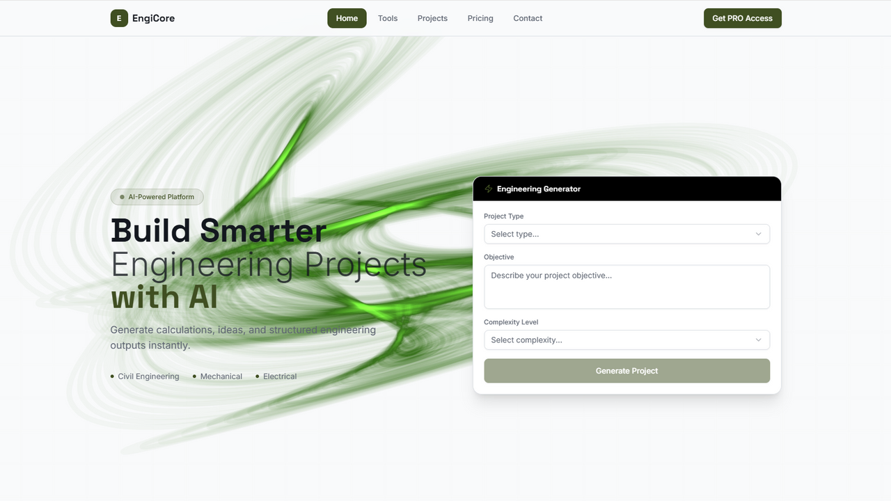 EngiCore — AI Tool for Engineering Projects template preview