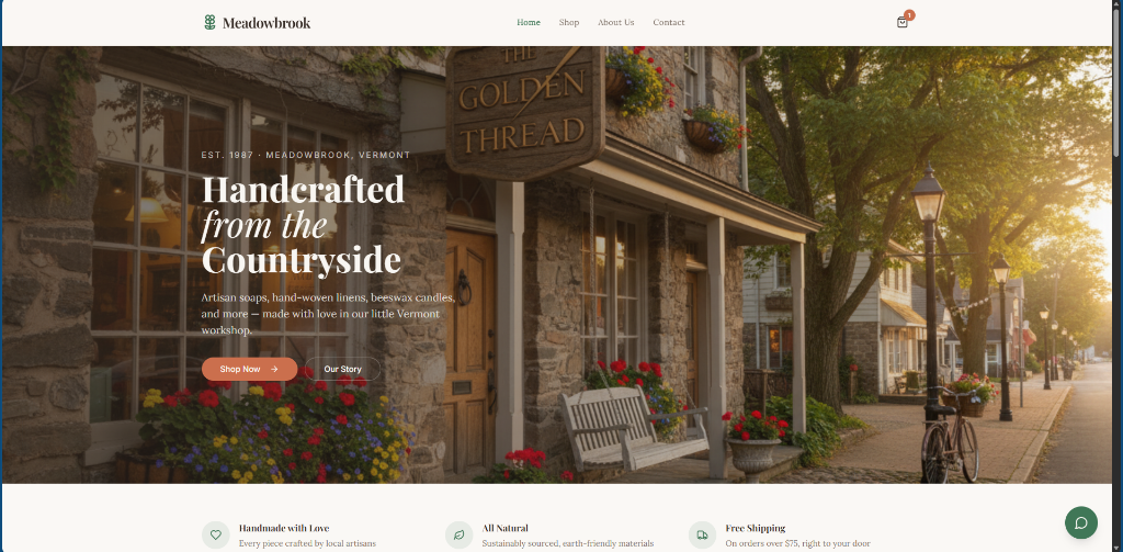 Screenshot of Meadowbrook Handcrafted Goods