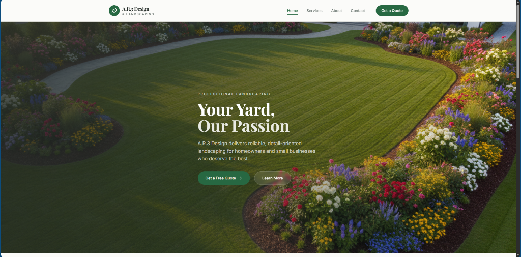 Screenshot of A.R.3 Design & Landscaping
